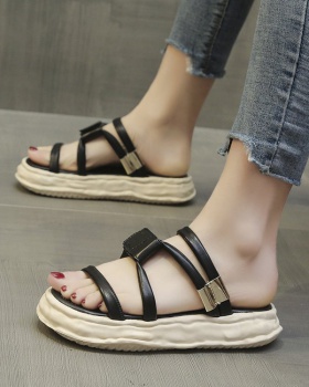 Student summer thick crust Korean style fish mouth sandals