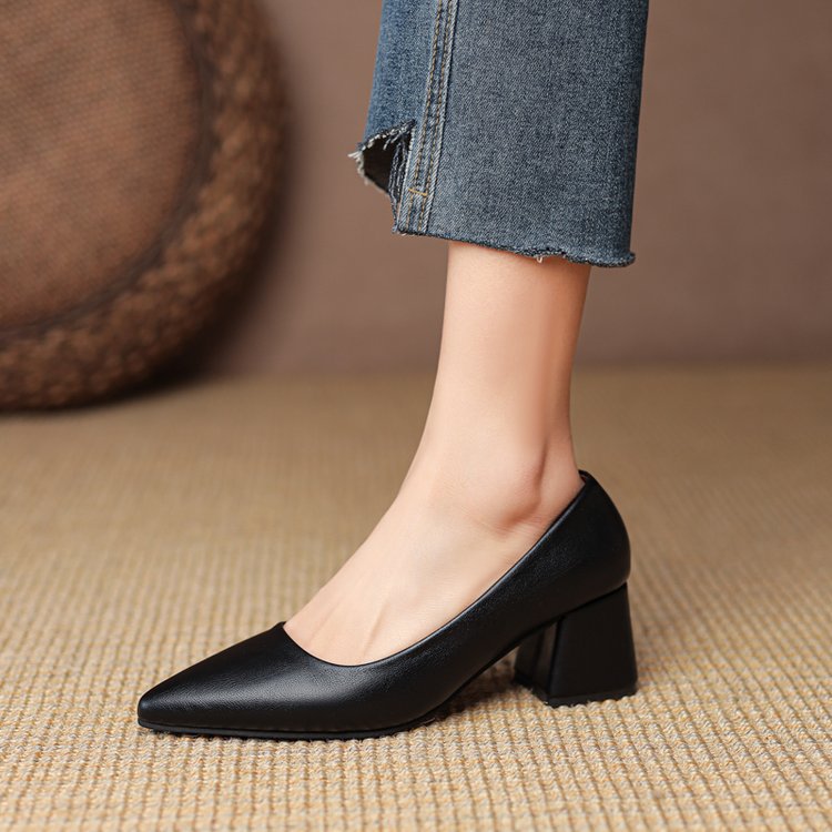 Low fashion high-heeled shoes pointed shoes for women