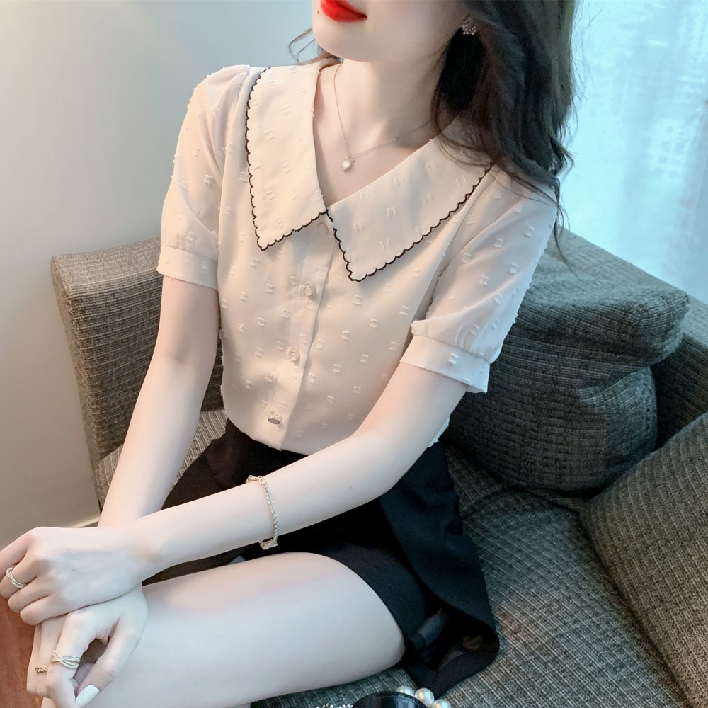 Doll collar tops Western style chiffon shirt