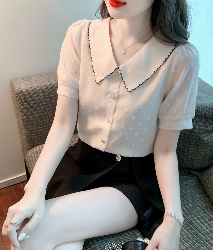 Doll collar tops Western style chiffon shirt