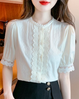Short sleeve Western style tops lace temperament shirt