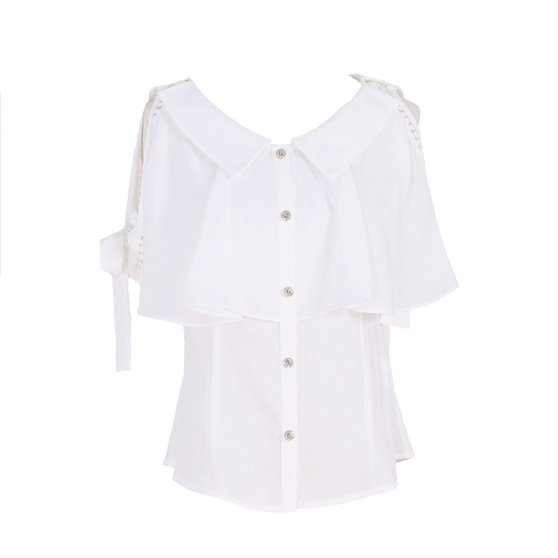 White lapel chiffon shirt summer business suit for women