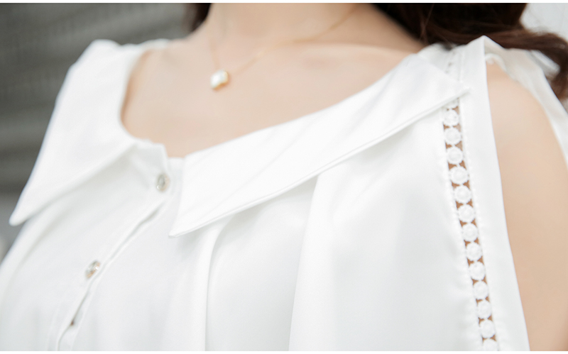 White lapel chiffon shirt summer business suit for women