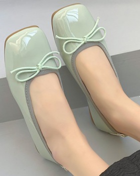Spring bow peas shoes square head Korean style shoes