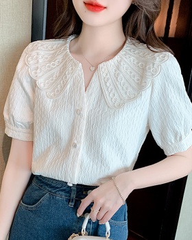 Doll collar tops France style shirt for women