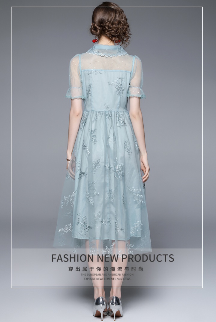 France style embroidered elegant cstand collar dress