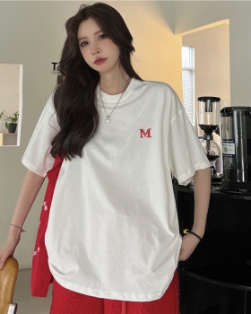Casual loose tops letters spring T-shirt for women