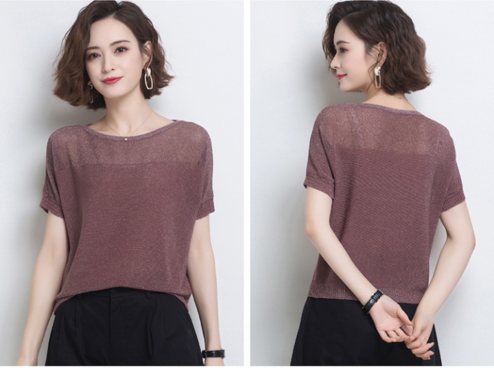 Knitted T-shirt short sleeve tops for women
