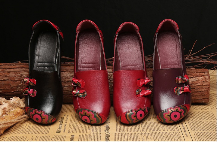 Genuine leather spring and autumn shoes for women