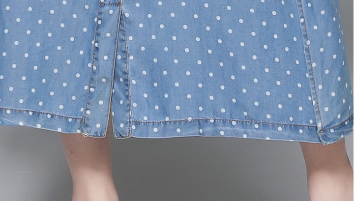 Denim summer skirt slim polka dot shirt for women