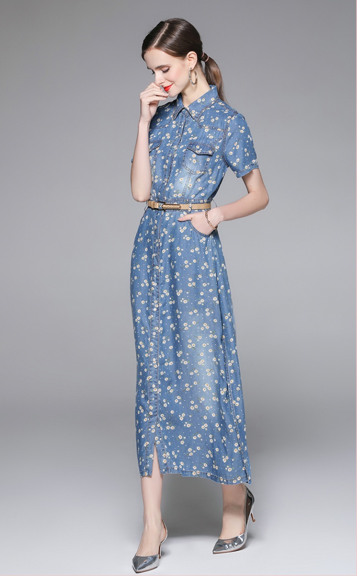 Summer printing denim Korean style dress