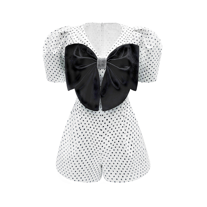 Summer polka dot bow all-match jumpsuit for women