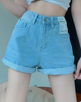 Slim summer wide leg shorts crimping high waist short jeans