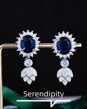 Sapphire luxurious stud earrings fully-jewelled ear-drop