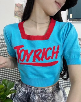 Round neck Korean style all-match tops for women
