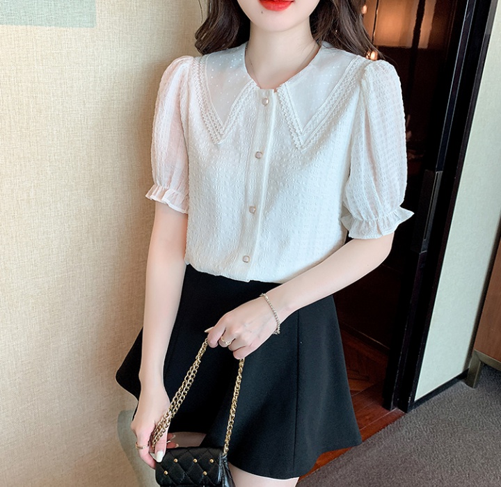 Loose lace tops Western style chiffon shirt for women