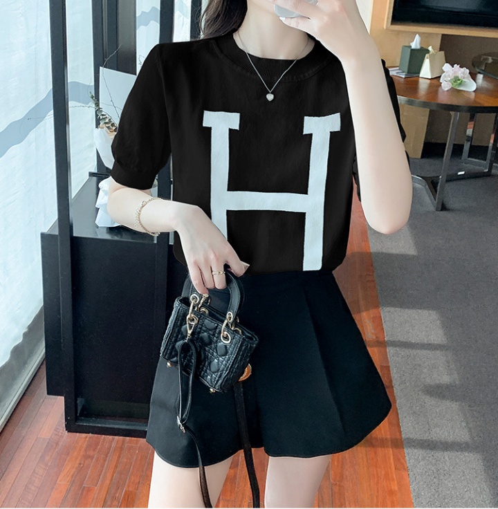 Spring and summer knitted pure thin tops for women