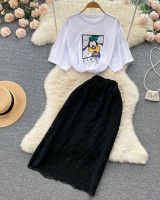 Loose Casual T-shirt Korean style printing skirt 2pcs set