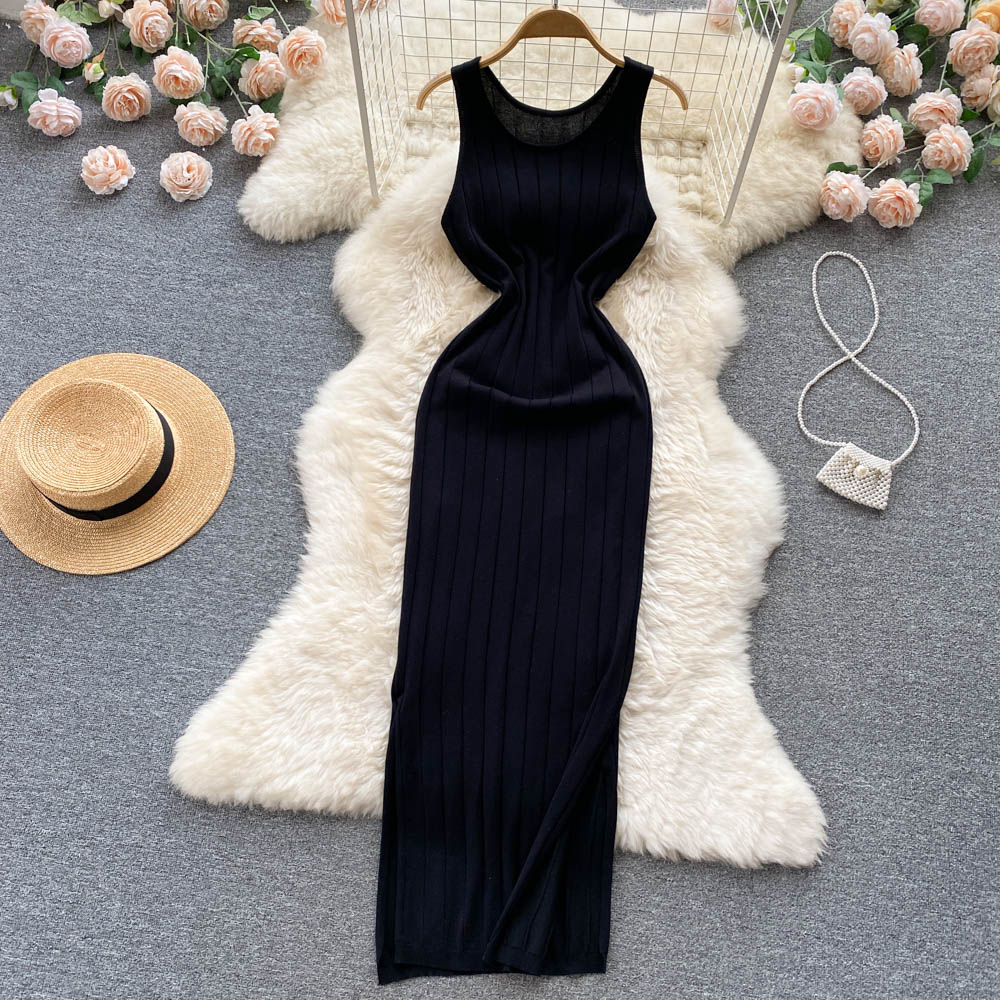 Sexy slim long dress knitted elasticity dress for women