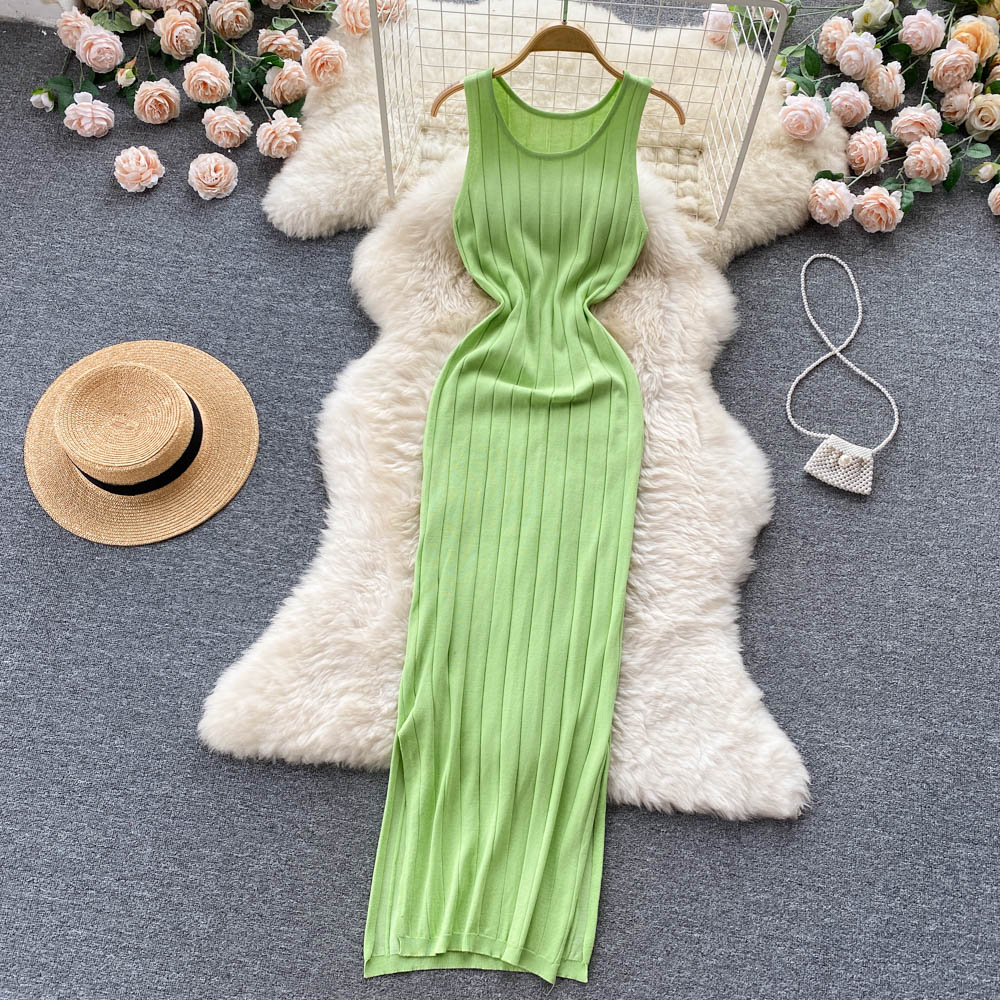 Sexy slim long dress knitted elasticity dress for women