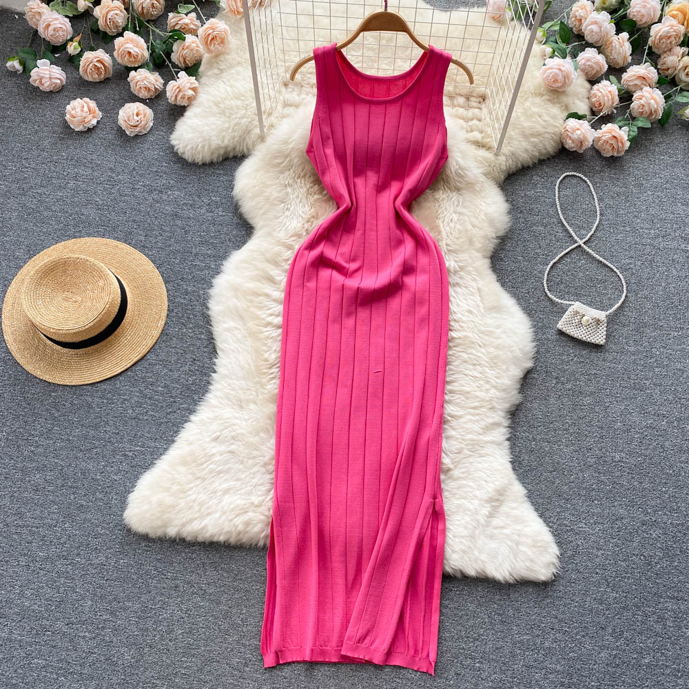 Sexy slim long dress knitted elasticity dress for women