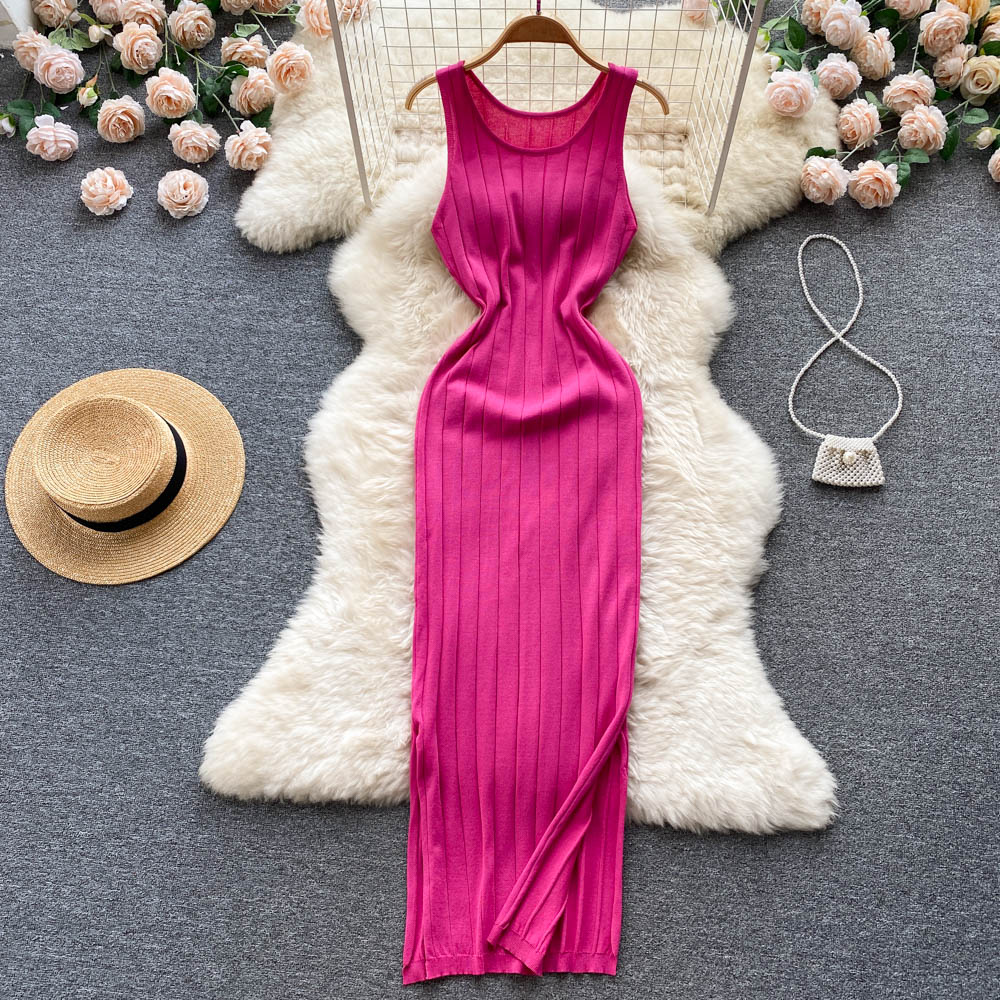 Sexy slim long dress knitted elasticity dress for women