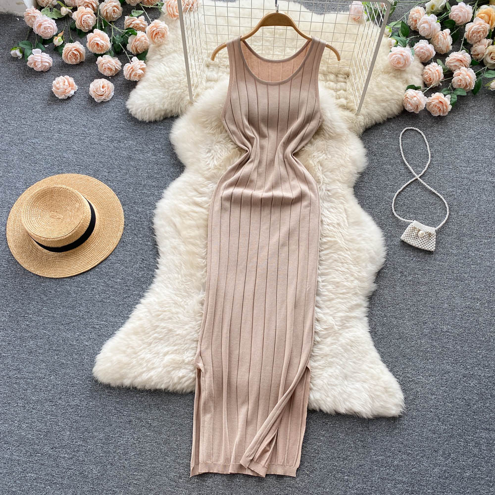 Sexy slim long dress knitted elasticity dress for women