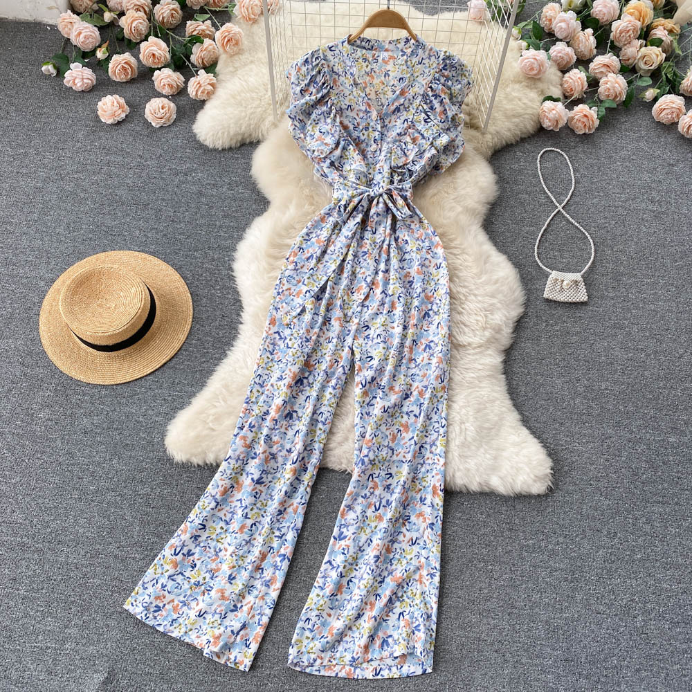 Frenum sweet jumpsuit pinched waist ladies long skirt