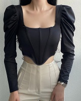 Sexy square collar corset retro short tops