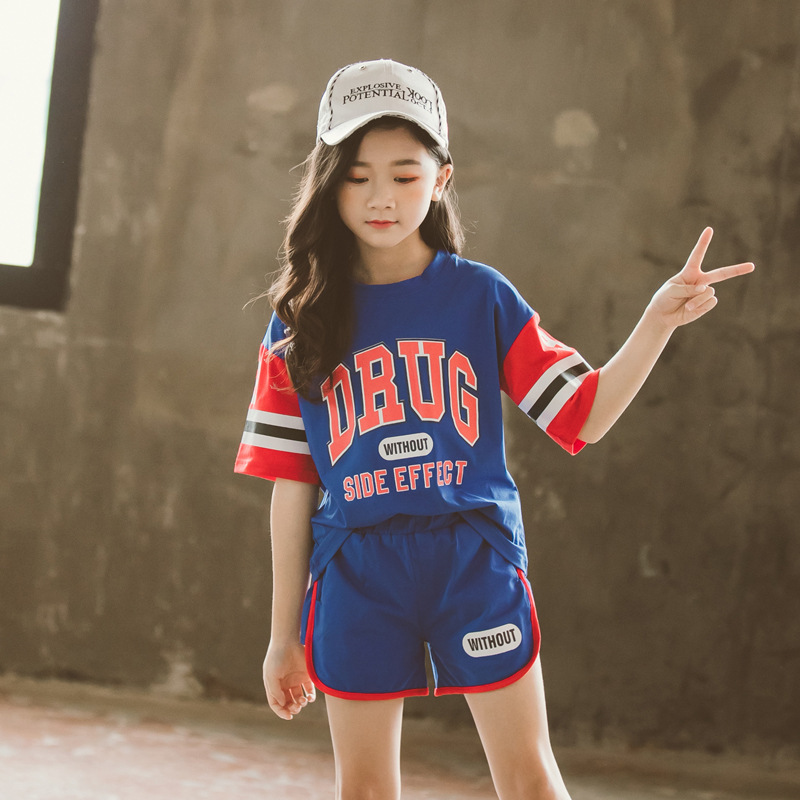 Casual girl Western style child sweatpants 2pcs set for women