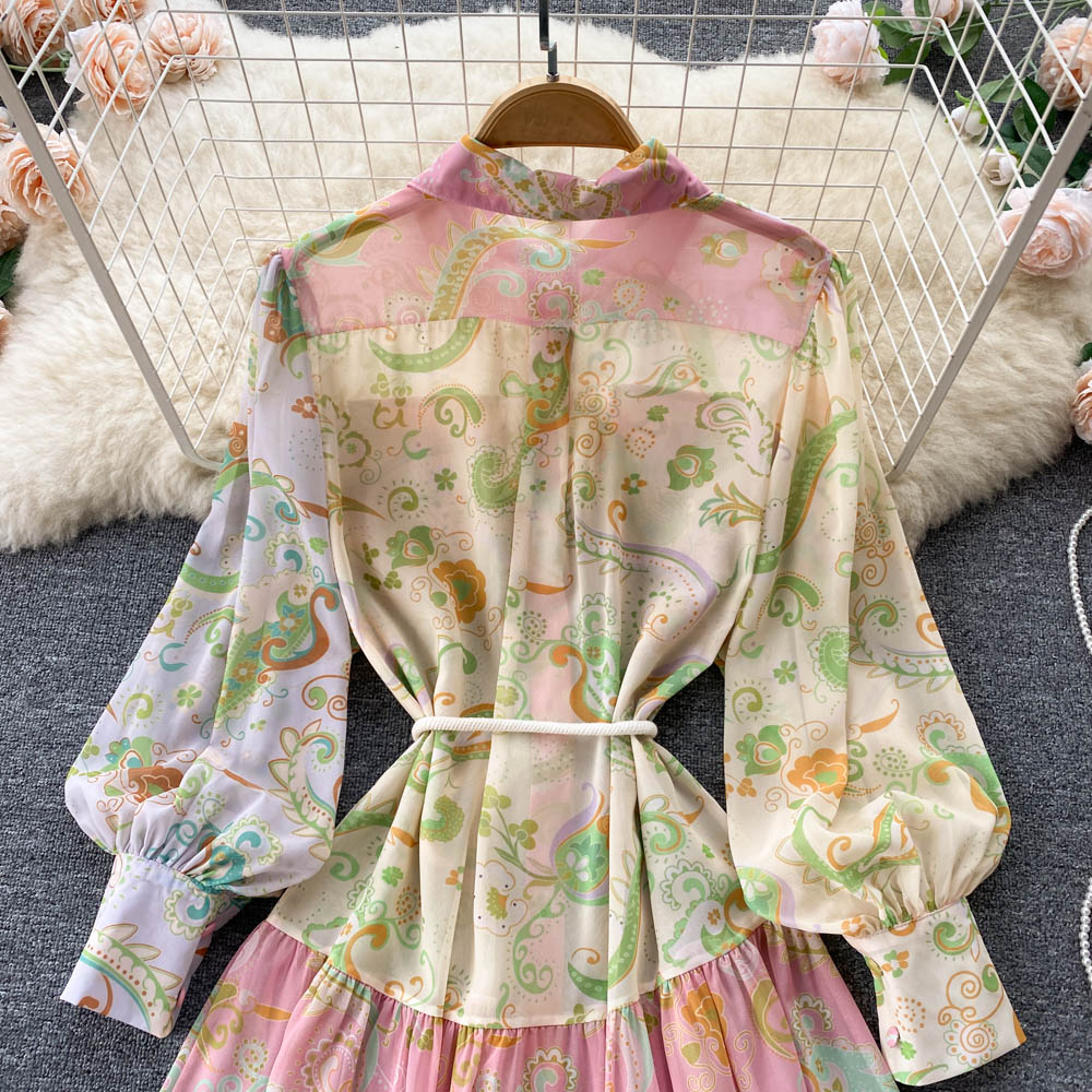 European style dress printing long dress for women