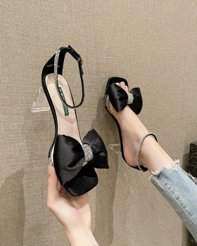 Middle-heel high-heeled shoes bow sandals for women
