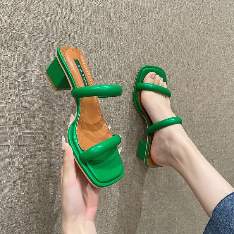 Casual thick high-heeled shoes middle-heel open toe sandals