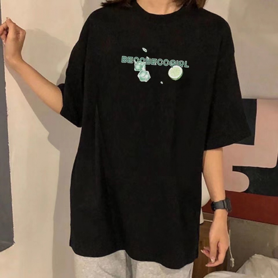 Loose refreshing short sleeve lazy T-shirt for women