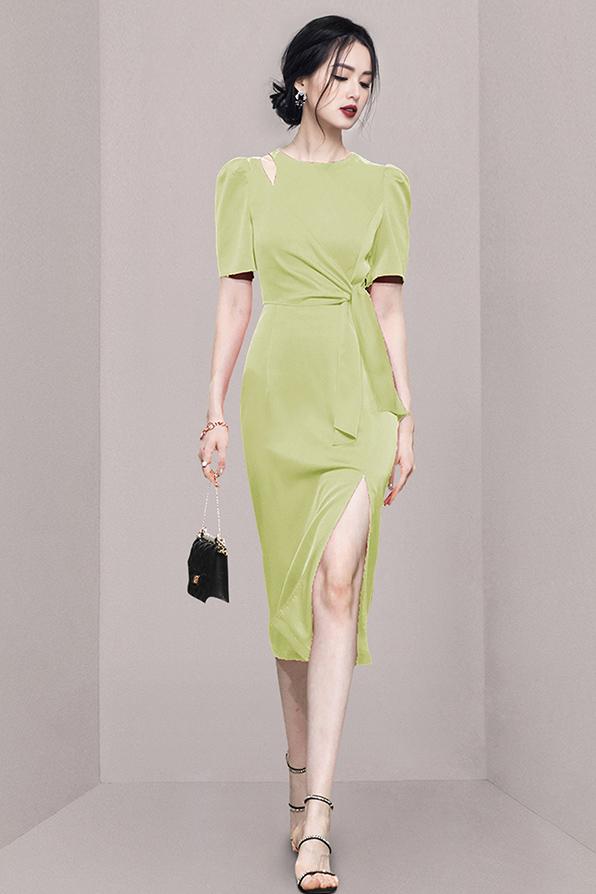 Asymmetry fashion silky summer frenum package hip dress