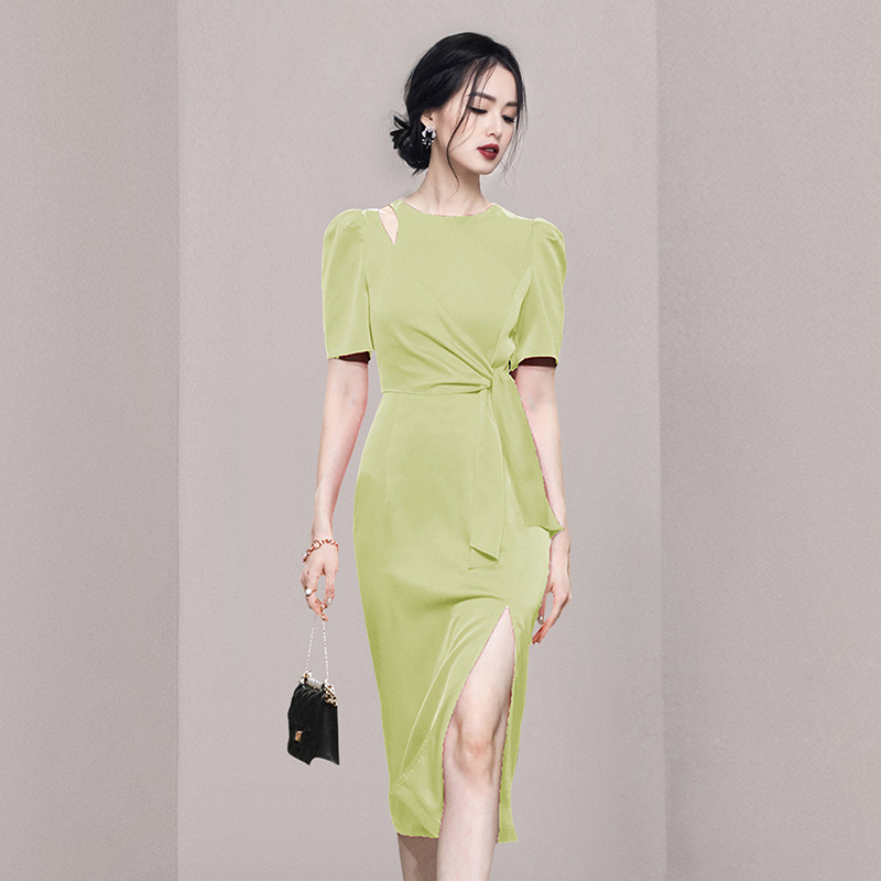 Asymmetry fashion silky summer frenum package hip dress