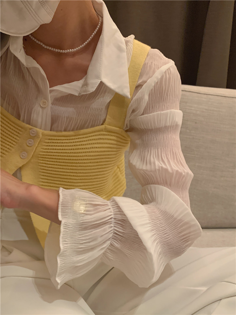 Sunscreen knitted shirts detachable vest 2pcs set