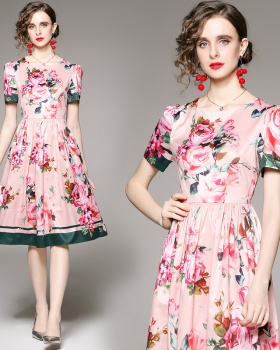 Fashion all-match printing European style slim dress