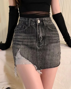 Sexy denim short skirt summer irregular skirt for women
