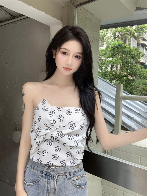 Wrapped chest bow slim irregular tops