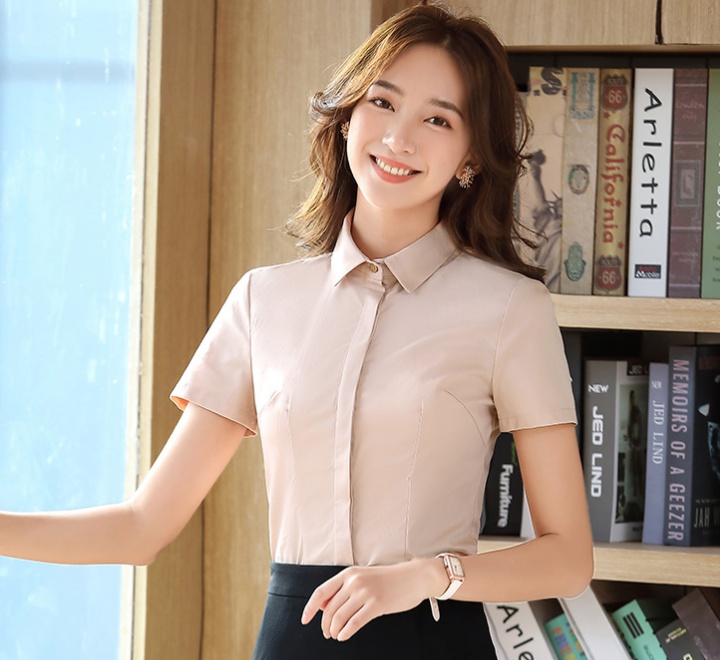 Slim white shirt short sleeve work clothing for women