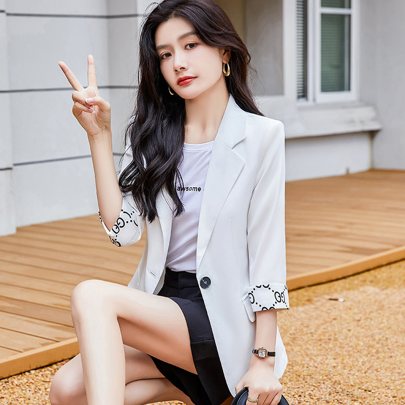 Fashion white business suit short sleeve Korean style coat