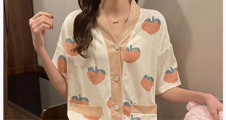 Homewear peach summer short sleeve pajamas 2pcs set