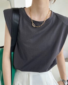 Sleeveless shoulder pads T-shirt summer vest for women