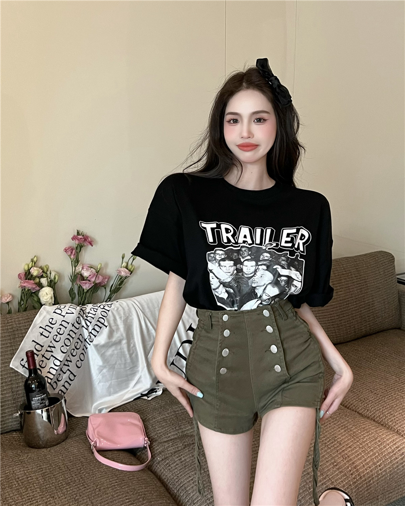 Short sleeve short jeans T-shirt 2pcs set