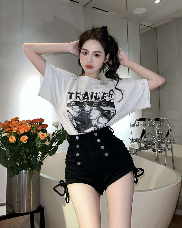 Short sleeve short jeans T-shirt 2pcs set