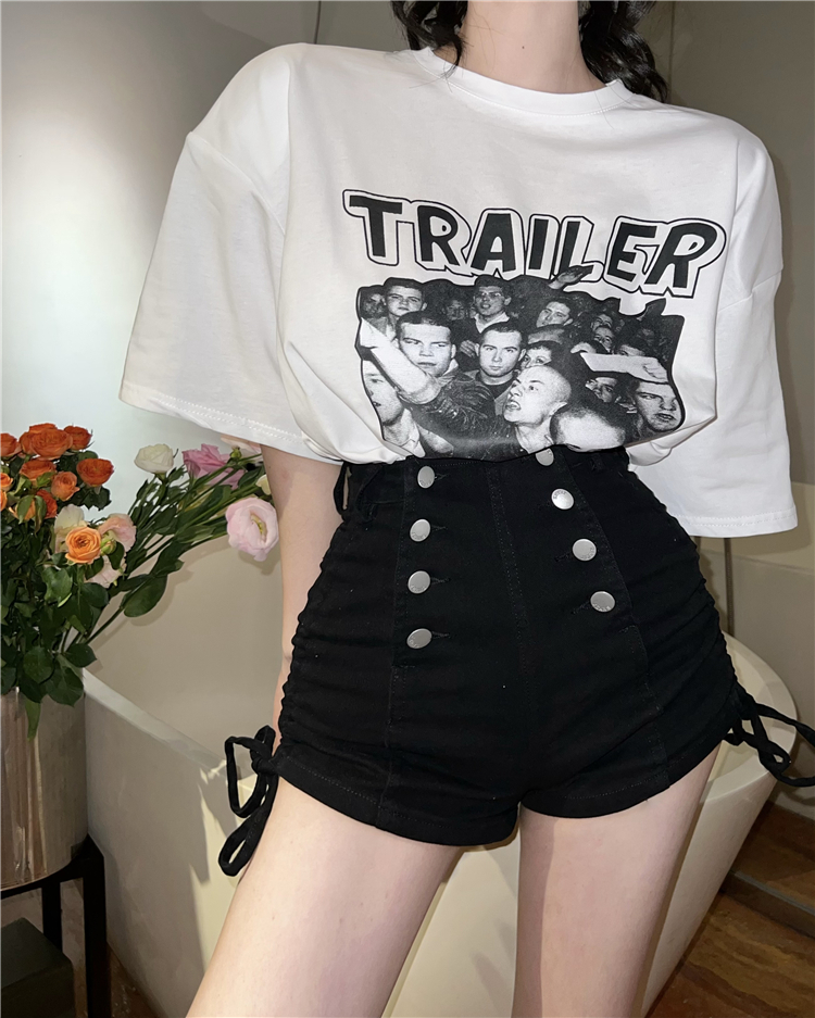 High waist retro all-match Western style short jeans