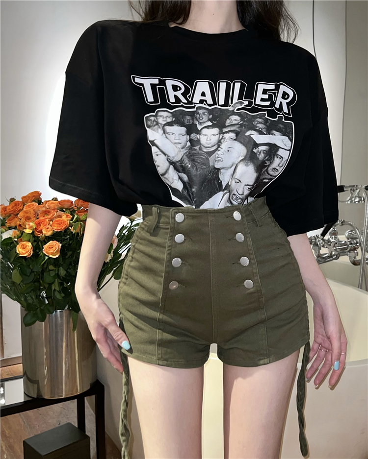 High waist retro all-match Western style short jeans