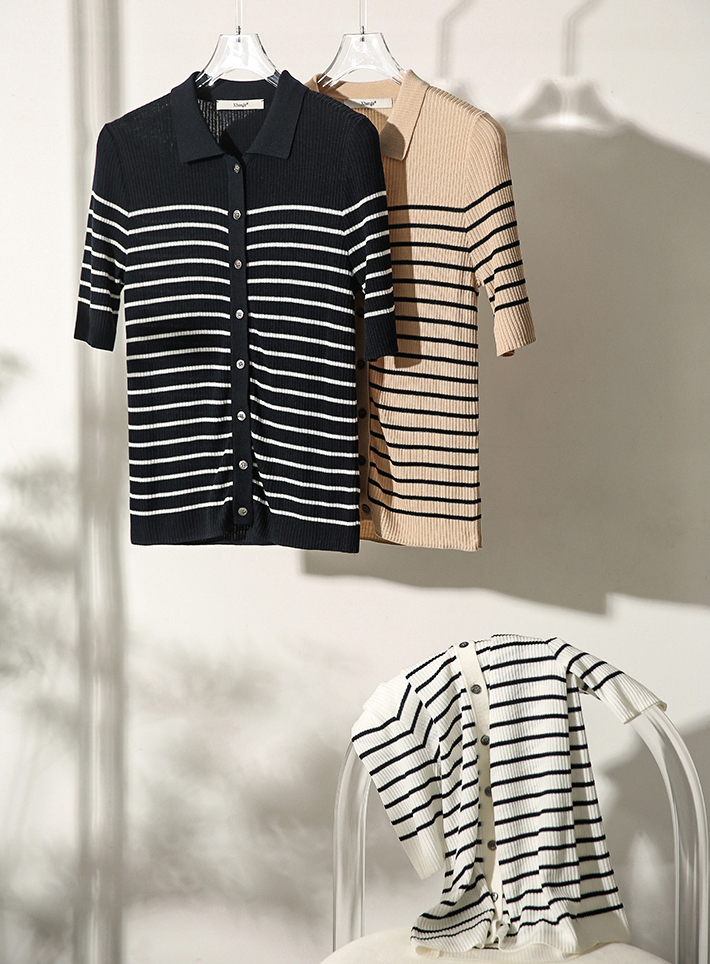 France style knitted stripe summer lazy silk cardigan
