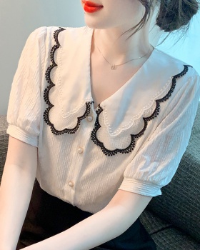 Korean style summer shirt doll collar tops for women